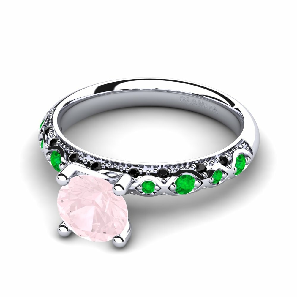 Cuarzo rosa Anillo de compromiso Ebonie