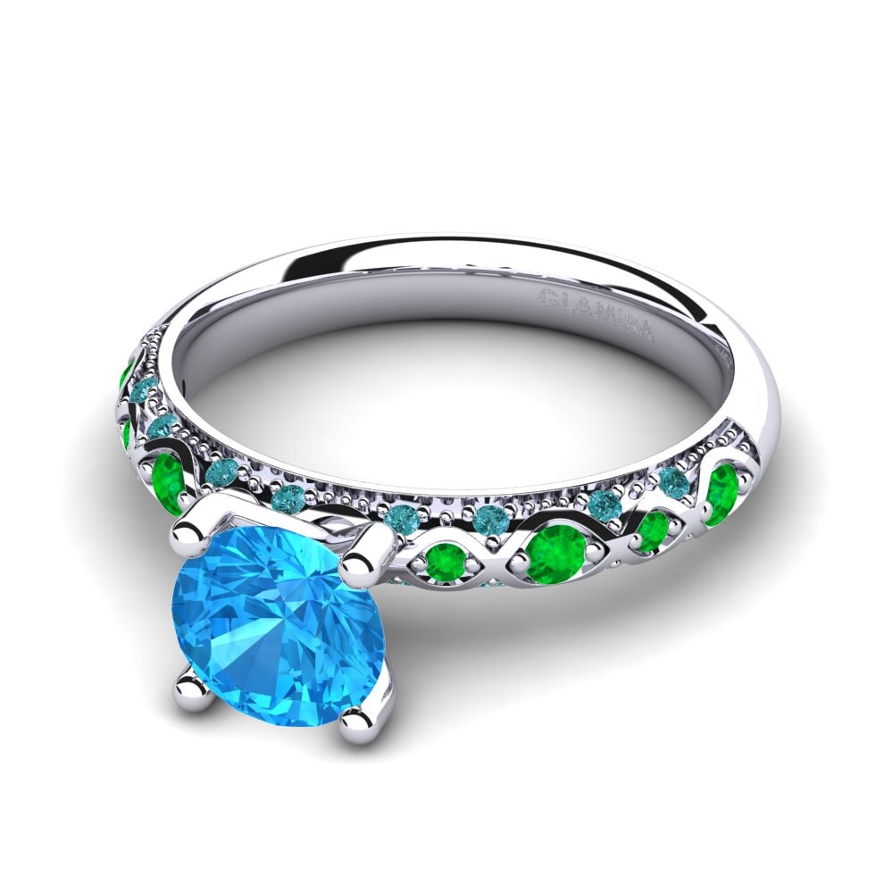 Topacio azul Anillo de compromiso Ebonie