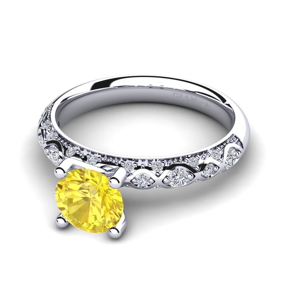 Gul safir Forlovelsesring Ebonie