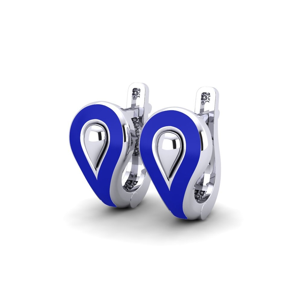 14k Oro Blanco Pendientes Ecems