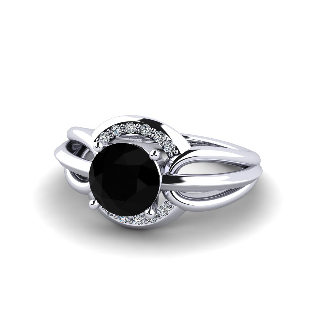 White Silver Black Onyx Women's Ring Ecgemd