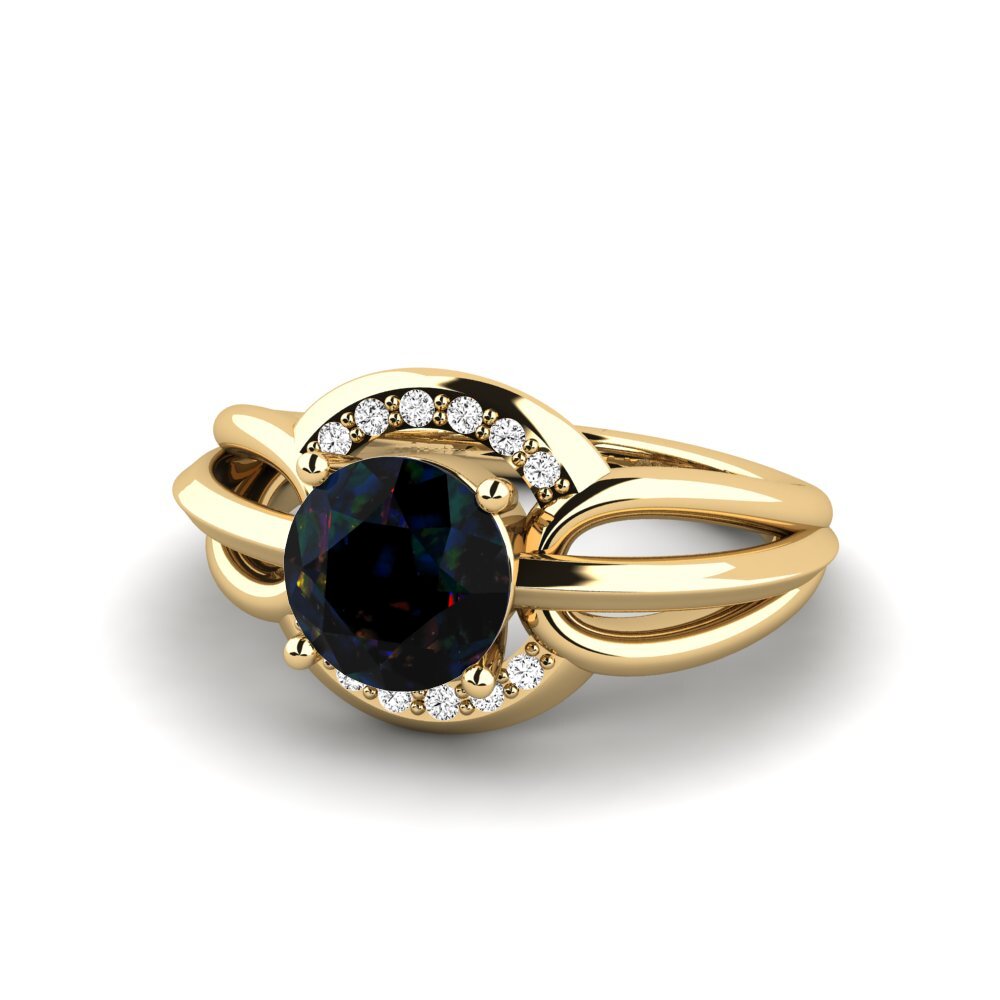Black Opal Women's Ring Ecgemd