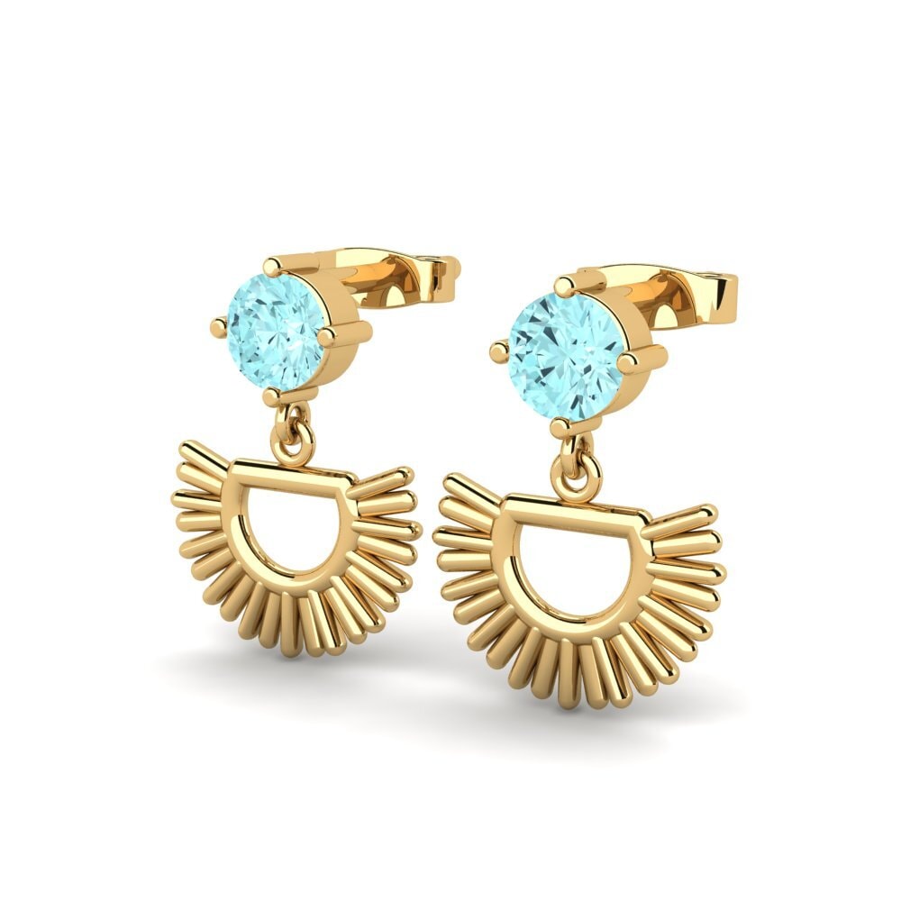 14k Oro Amarillo Aguamarina Pendiente de mujer Eckman