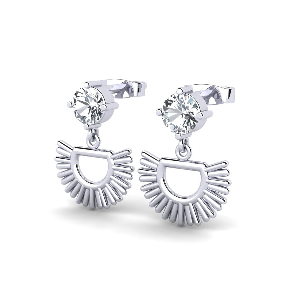 14k Oro Blanco Circón Blanco Pendiente de mujer Eckman