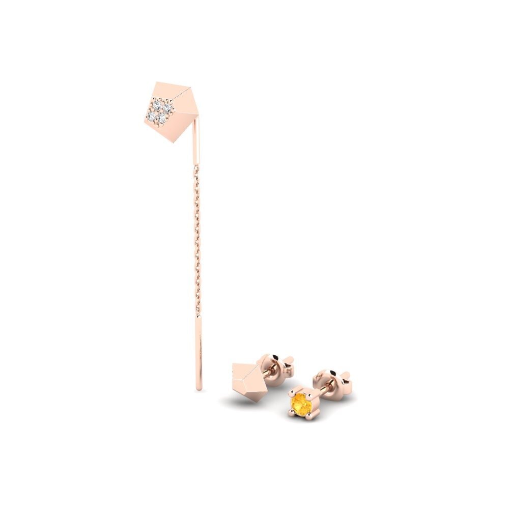 18k Oro Rosa Citrino Pendiente de mujer Ecliptic - SET