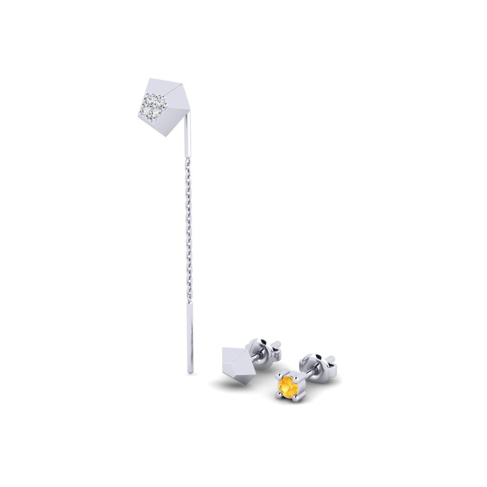Oro Bianco 375 Citrino Orecchino da donna Ecliptic - SET