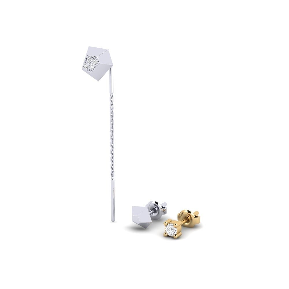 14k Oro Blanco / Amarillo Pendiente de mujer Ecliptic - SET