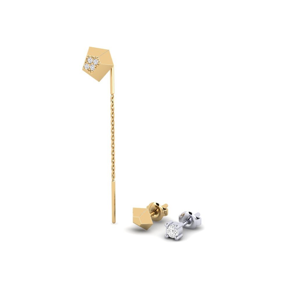 14k Oro Amarillo/Blanco Pendiente de mujer Ecliptic - SET