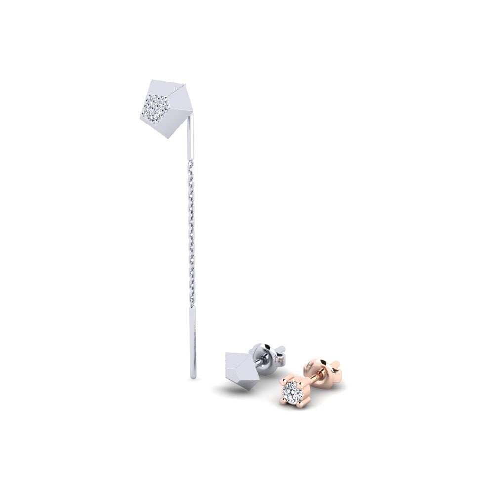 14k White & Rose Gold Women's Earring Ecliptic - SET