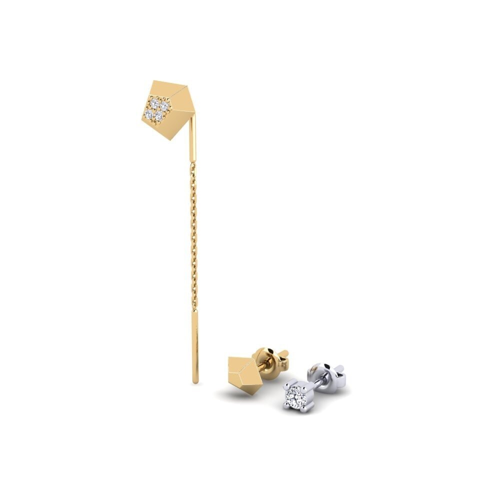 14ct Yellow & White Gold Women's Earring Ecliptic - SET