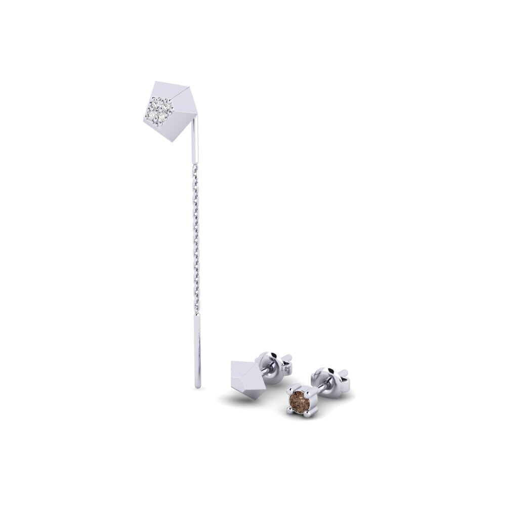Paladio Cuarzo humo Pendiente de mujer Ecliptic - SET