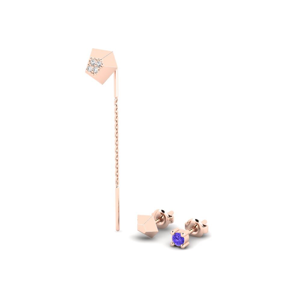18k Oro Rosa Tanzanita Pendiente de mujer Ecliptic - SET