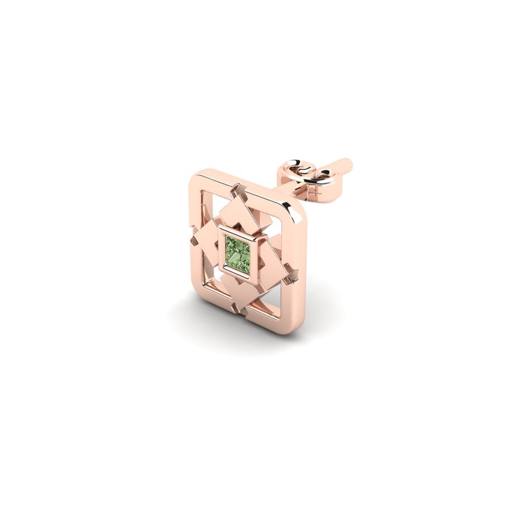 9k Oro Rosa Diamante Verde Pendiente para hombre Edhend