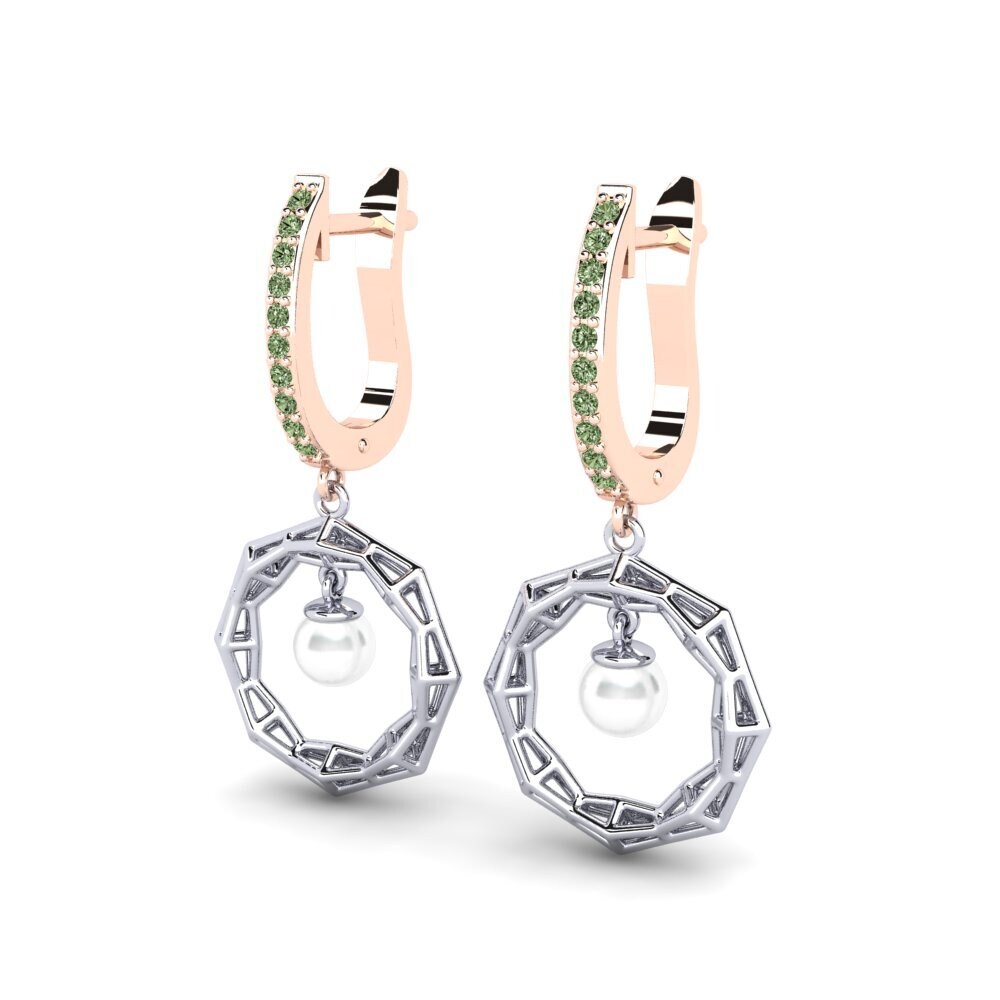 9k Oro Rosa & Blanco Diamante Verde Pendiente de mujer Edisdnal