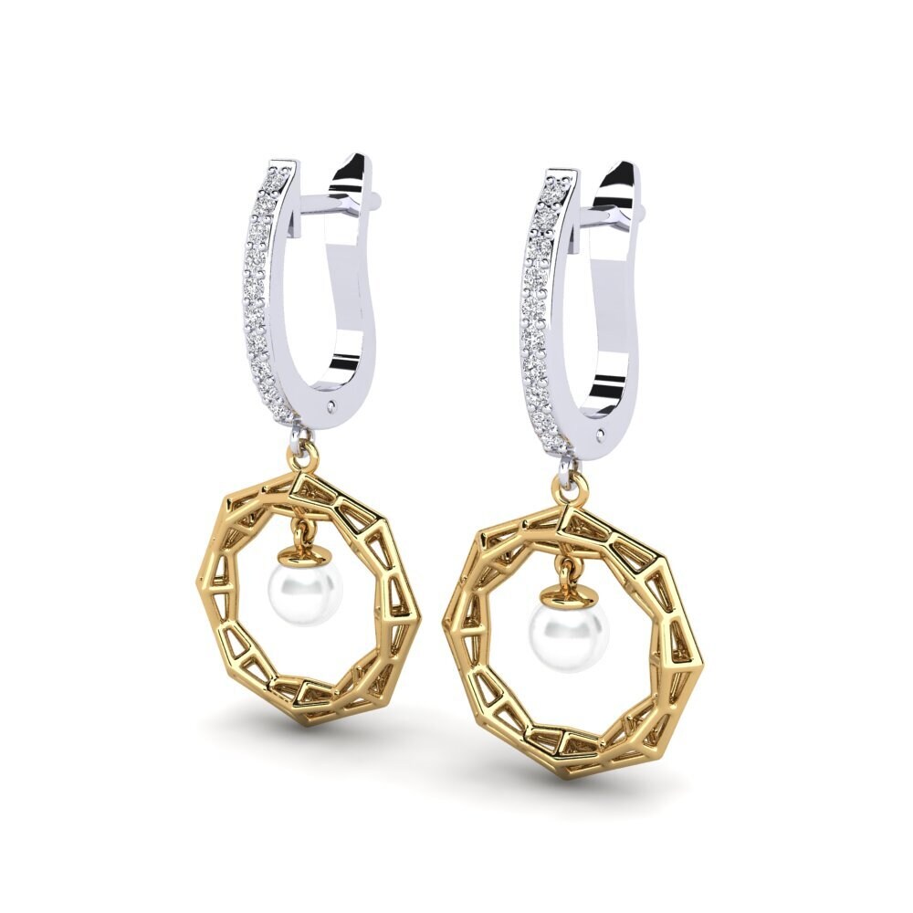 18ct White & Yellow Gold Lab Grown Diamond Women's Earring Edisdnal
