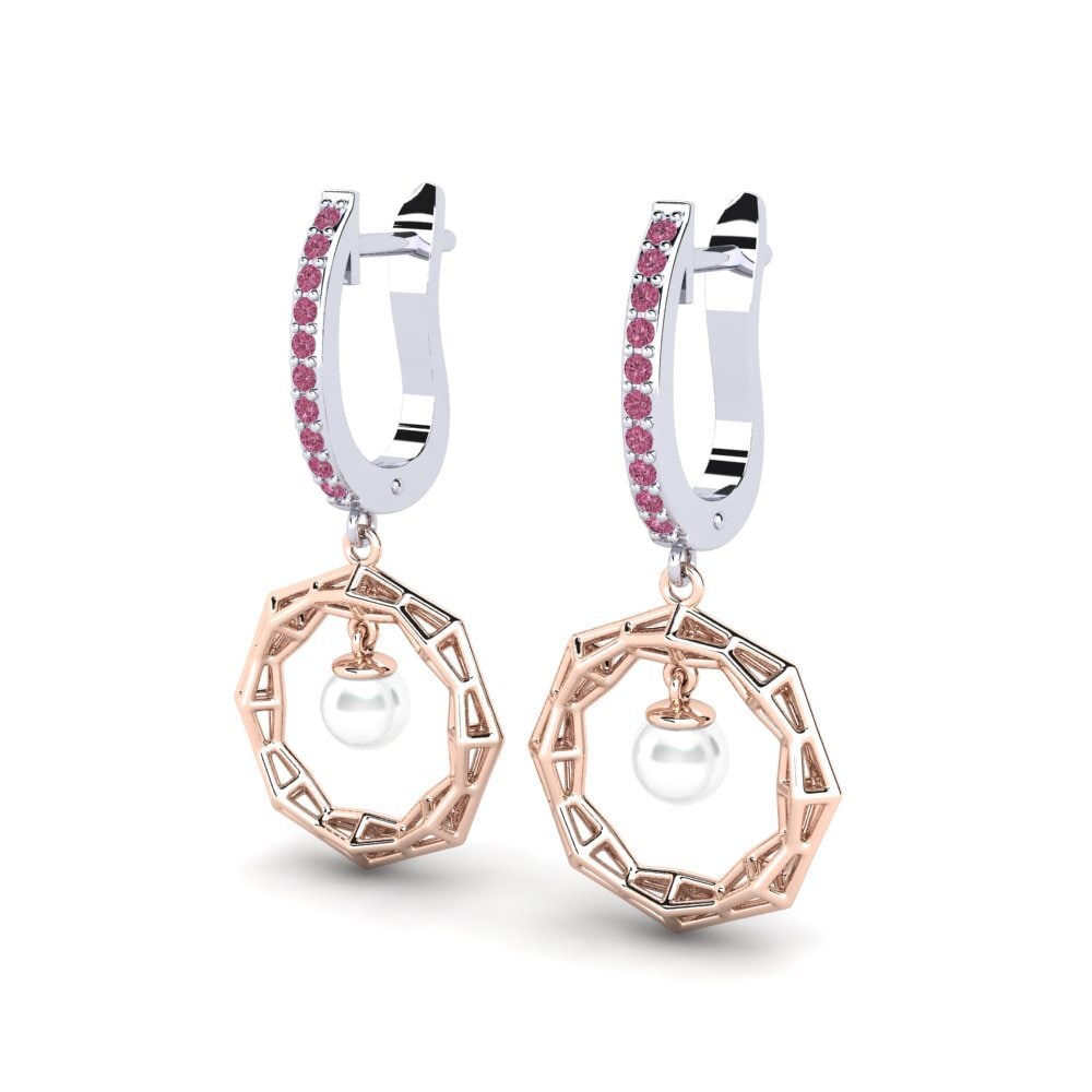 9ct White & Rose Gold Rhodolite Garnet Women's Earring Edisdnal