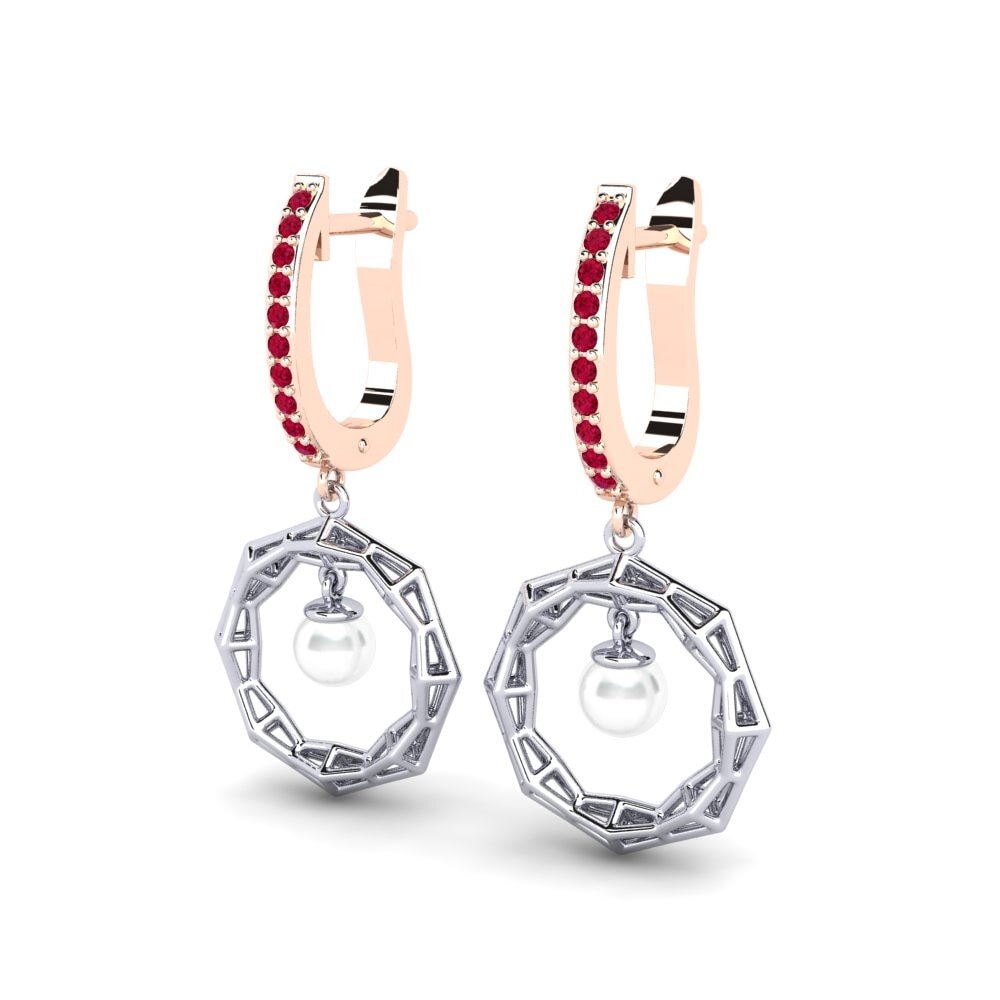 9k Oro Rosa & Blanco Rubí Pendiente de mujer Edisdnal