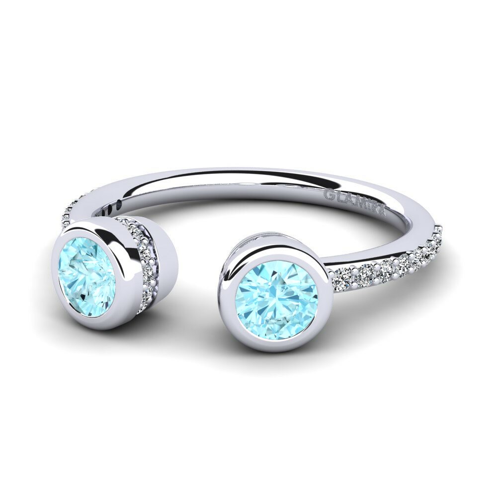 Toi et Moi Aquamarine Engagement Rings