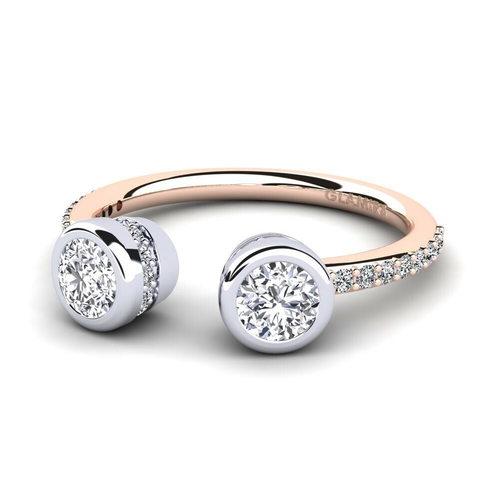 Toi et Moi Red white gold Engagement Rings