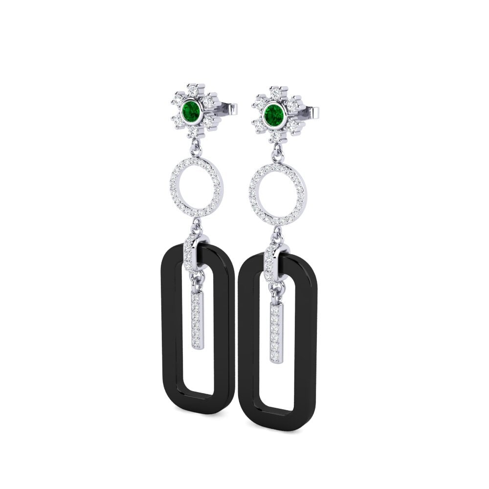 White Silver Green Zirconia Women's Earring Edlira