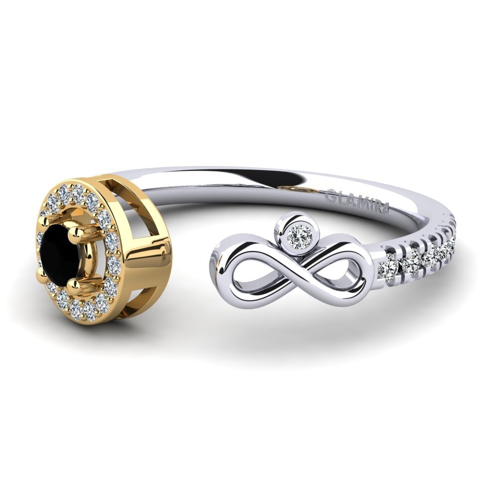 9ct White & Yellow Gold Black Onyx Ring Shira