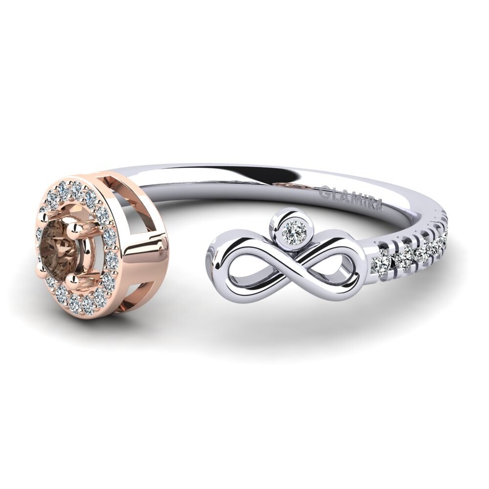 9ct White & Rose Gold Smoky Quartz Ring Shira