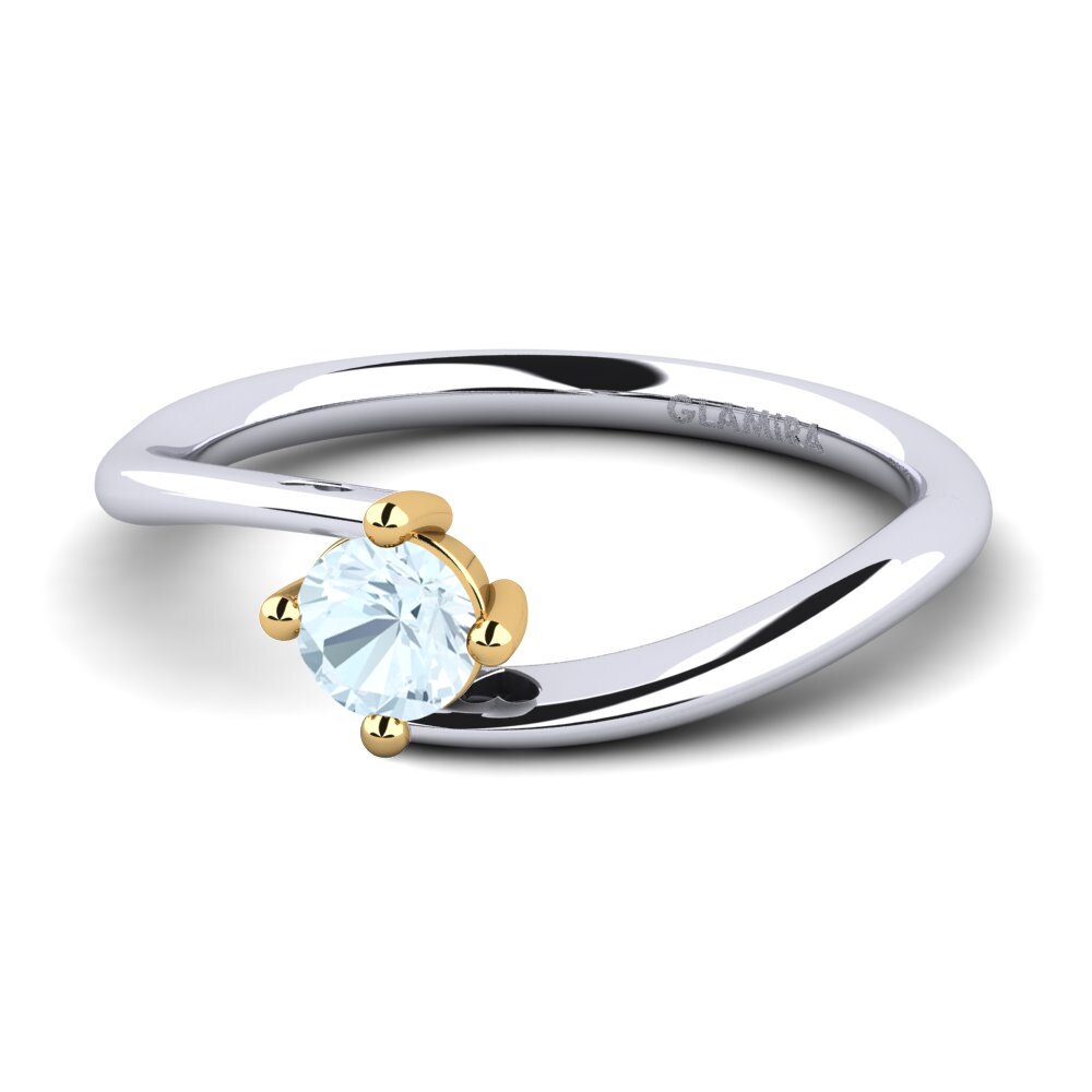 14ct White & Yellow Gold Aquamarine Women's Ring Edoarda