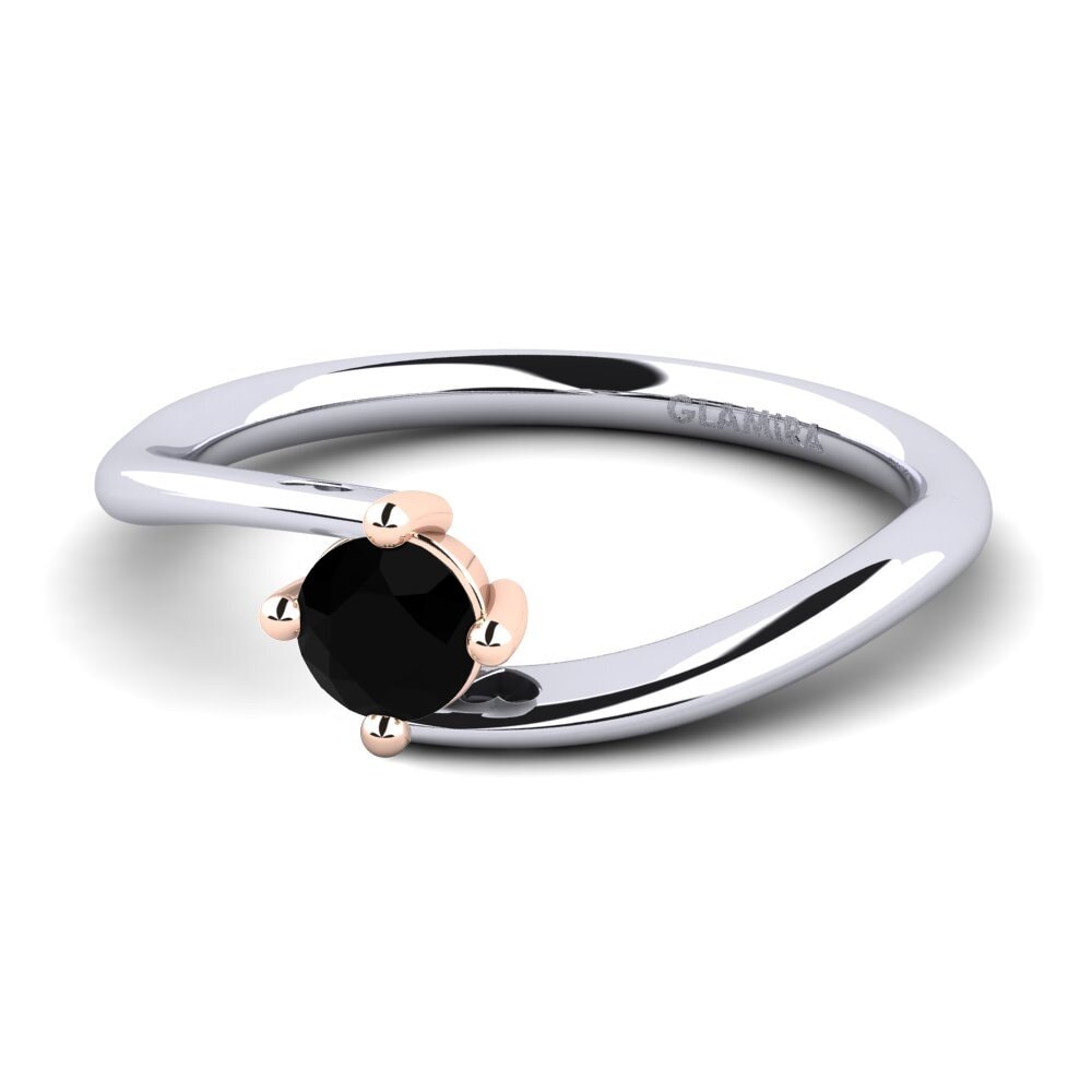 14ct White & Rose Gold Black Sapphire Women's Ring Edoarda