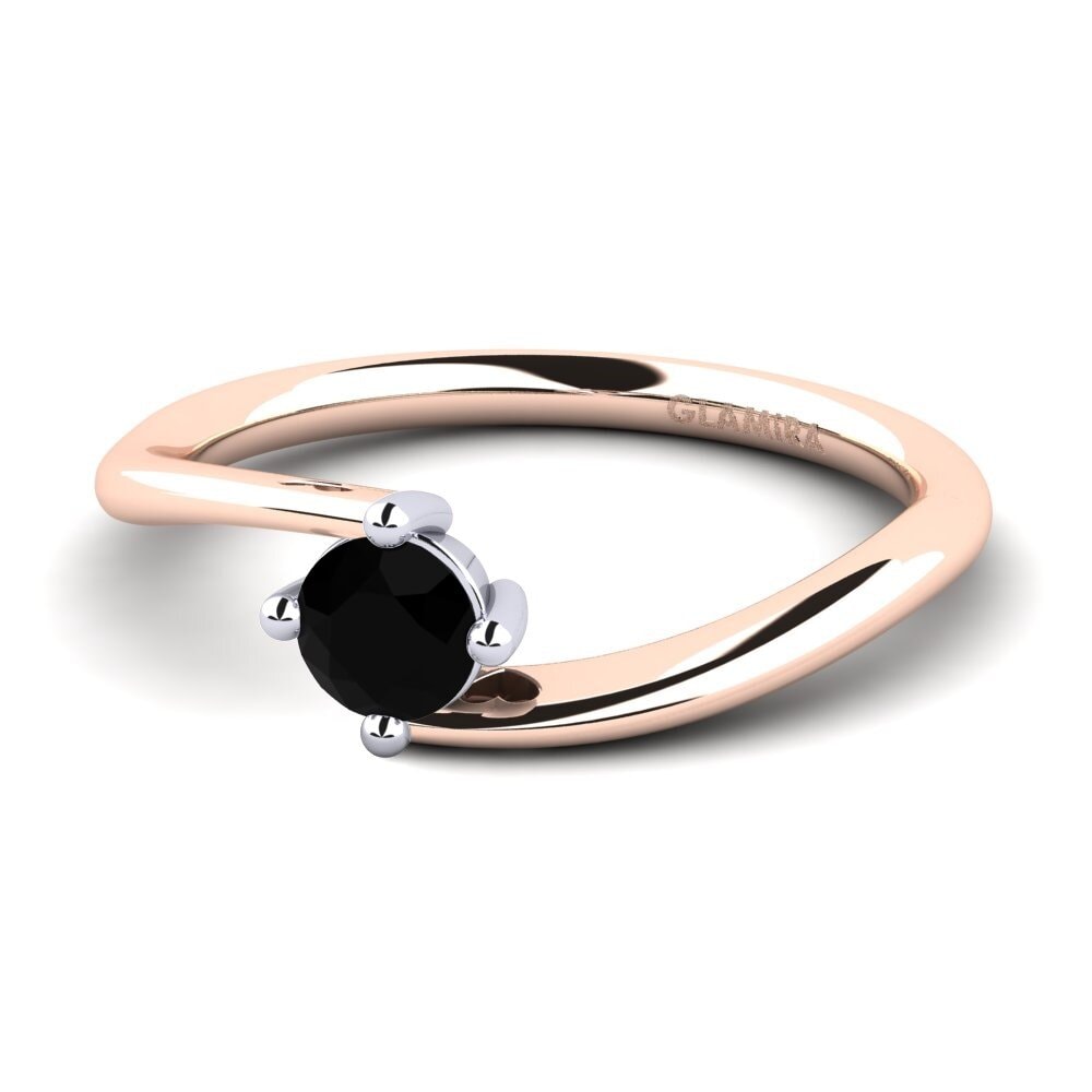 9ct Rose & White Gold Black Diamond Women's Ring Edoarda