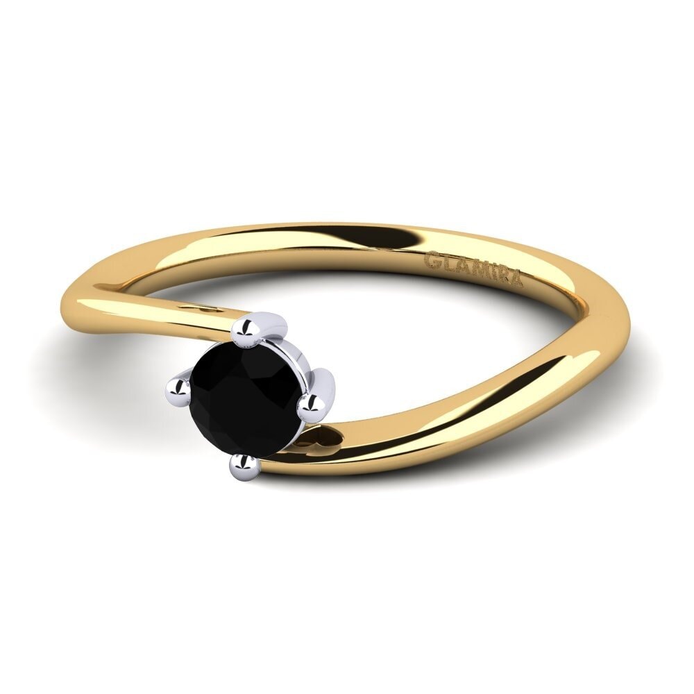 18ct Yellow & White Gold Black Diamond Women's Ring Edoarda