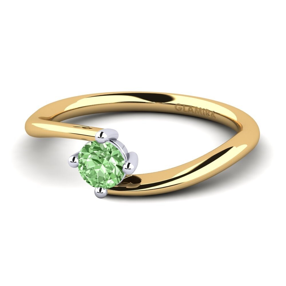 18ct Yellow & White Gold Green Diamond Women's Ring Edoarda