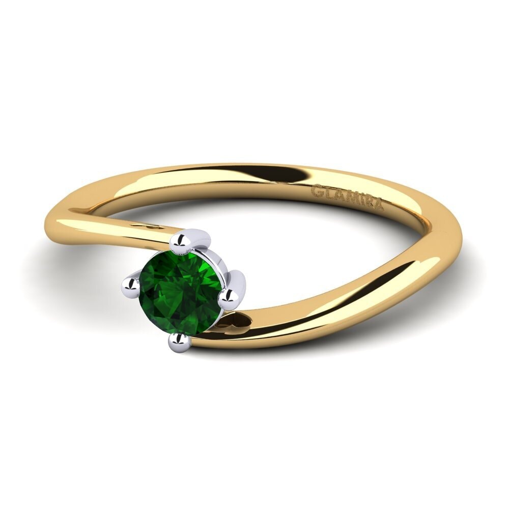 14ct Yellow & White Gold Green Tourmaline Women's Ring Edoarda