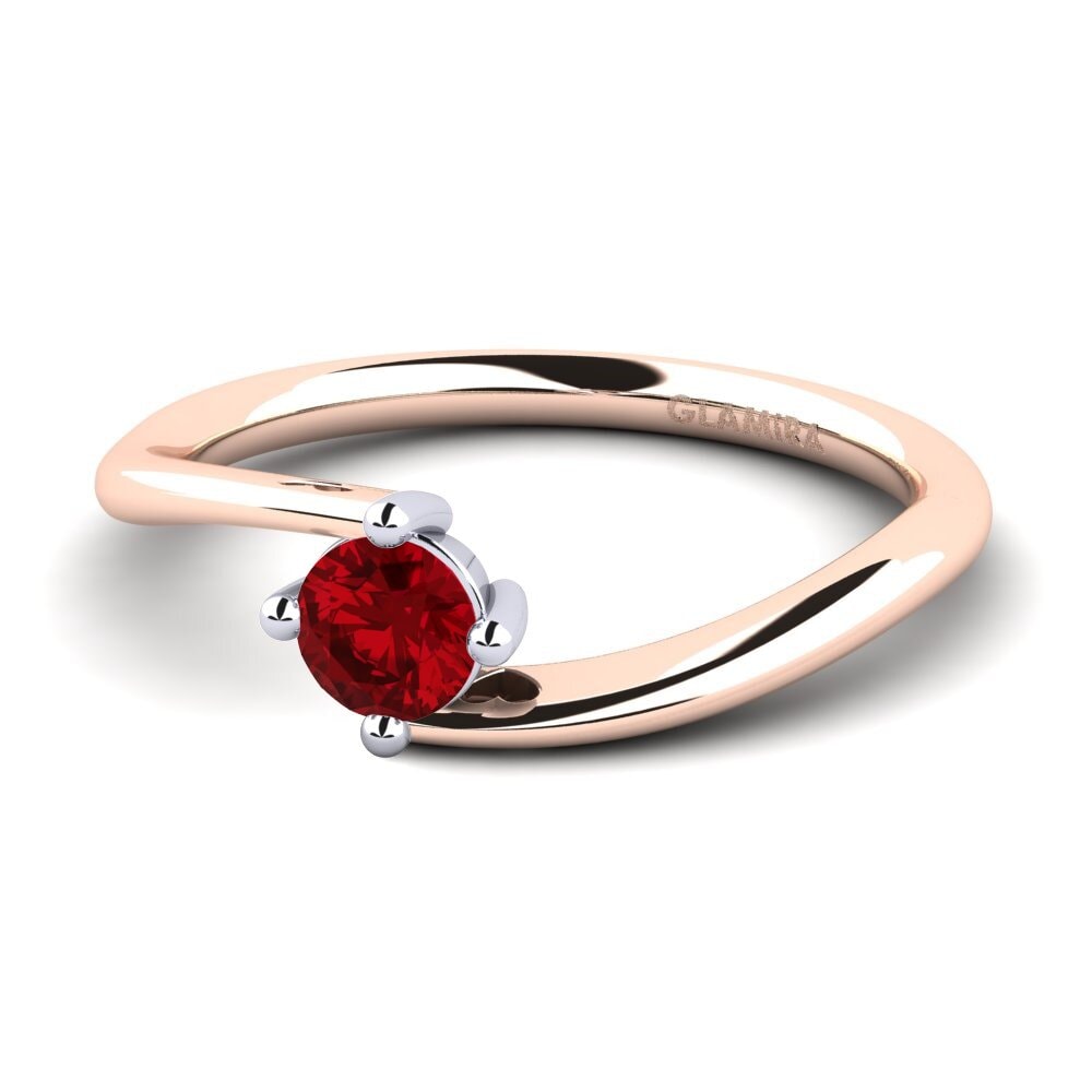 9ct Rose & White Gold Red Zirconia Women's Ring Edoarda