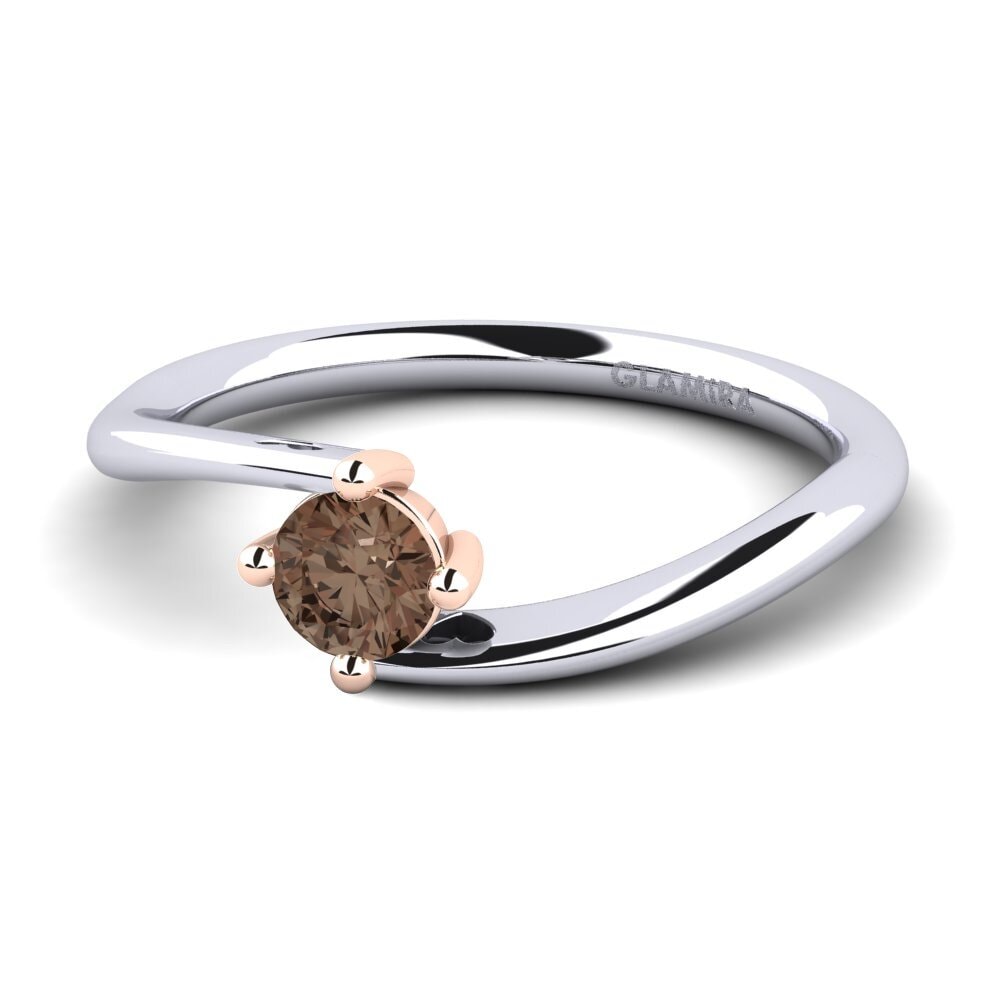 9ct White & Rose Gold Smoky Quartz Women's Ring Edoarda