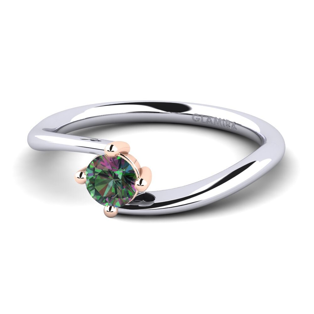 18ct White & Rose Gold Mystic Topaz Women's Ring Edoarda