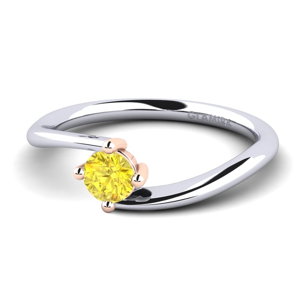 14ct White & Rose Gold Yellow Sapphire Women's Ring Edoarda