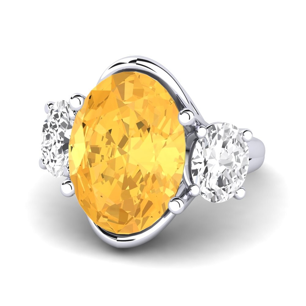 White Silver Citrine Ring Edolie