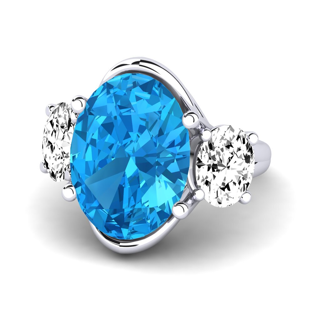 Ovalado Topacio azul Anillo Edolie