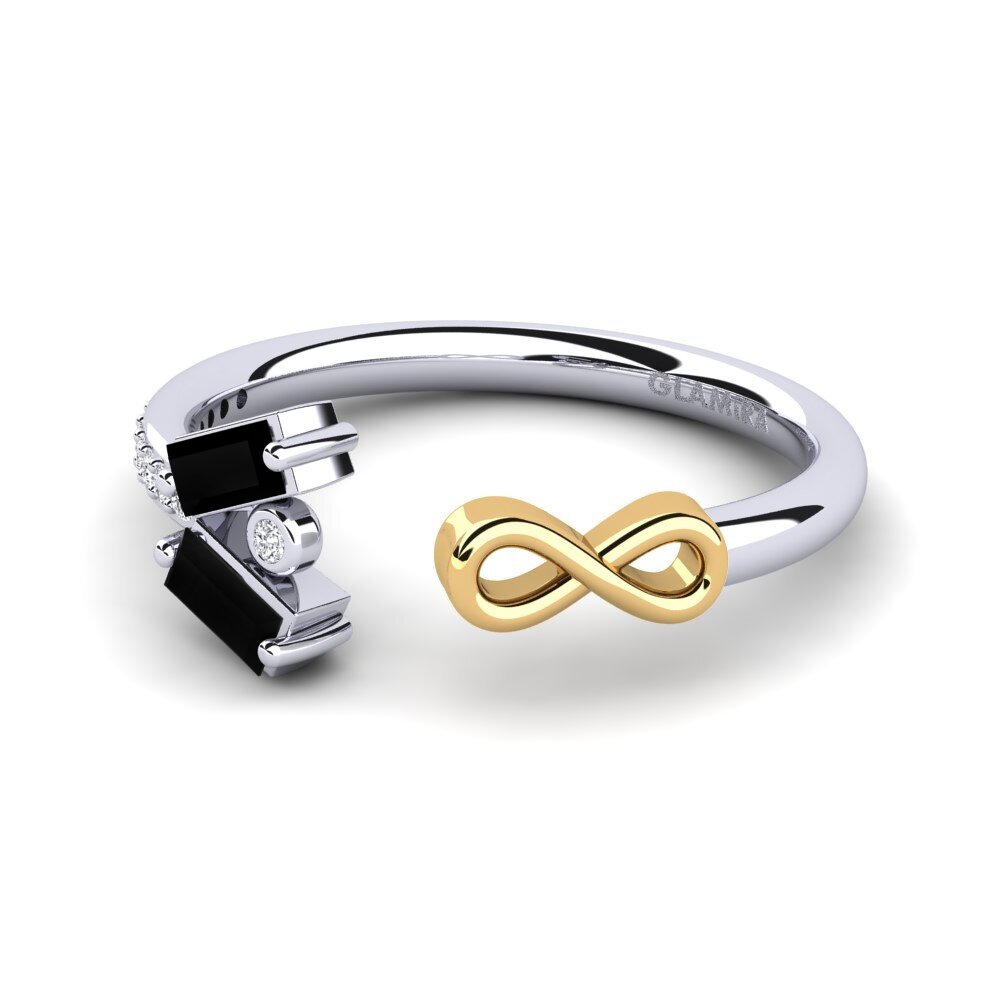 9ct White & Yellow Gold Black Onyx Ring Edy