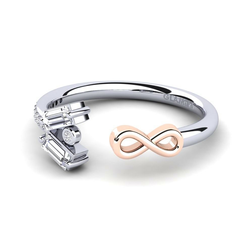 18k Oro Blanco & Rosa Anillo Edy