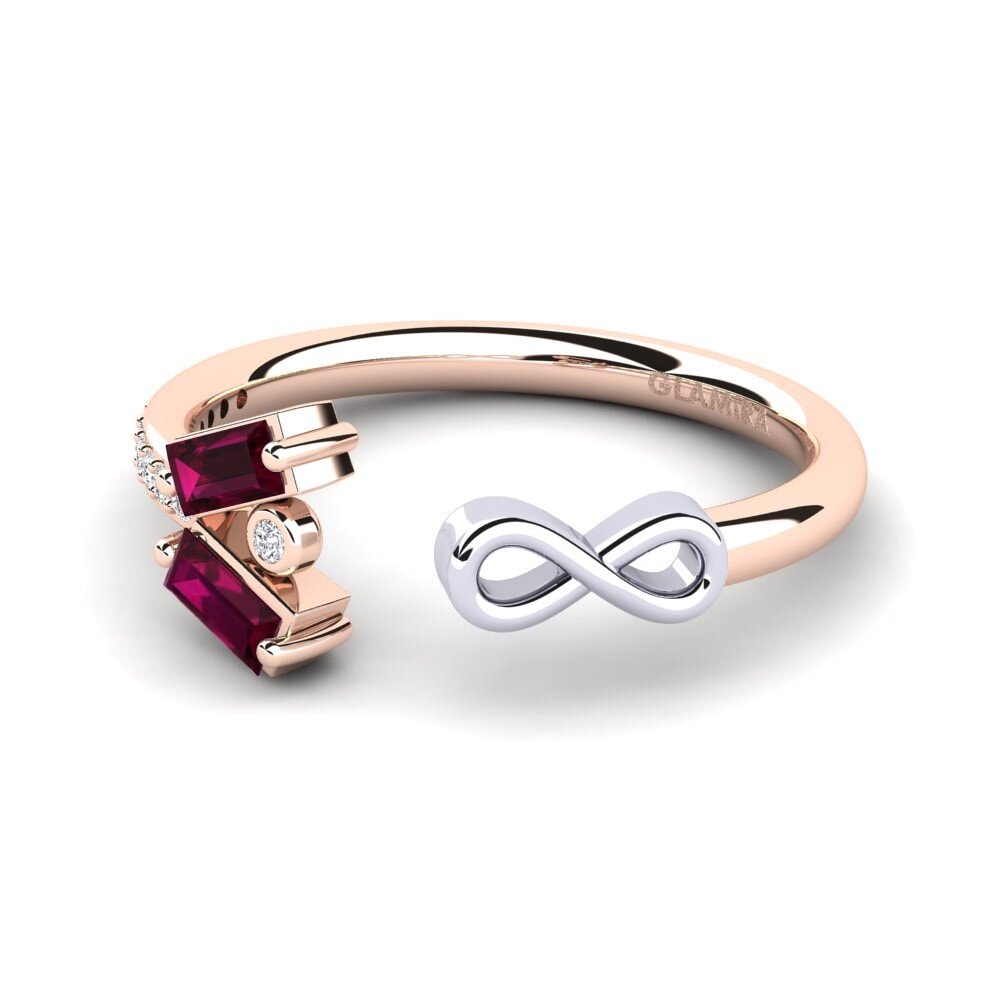 18ct Rose & White Gold Rhodolite Garnet Ring Edy