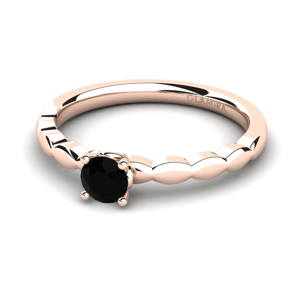 14ct Rose Gold Black Onyx Engagement Ring Effie