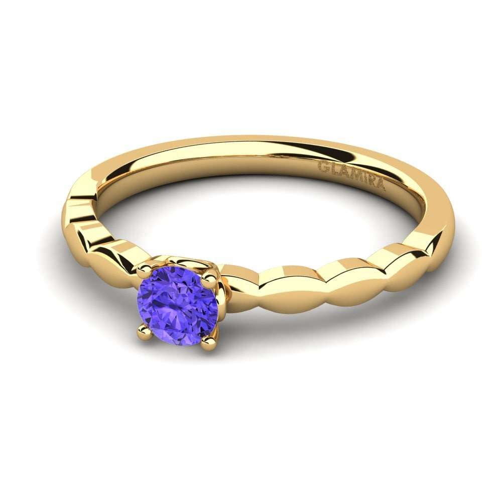 18k Oro Amarillo Tanzanita Anillo de compromiso Effie