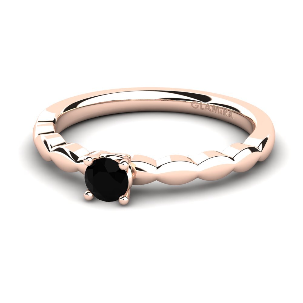 14ct Rose Gold Black Onyx Engagement Ring Effie 0.16 crt