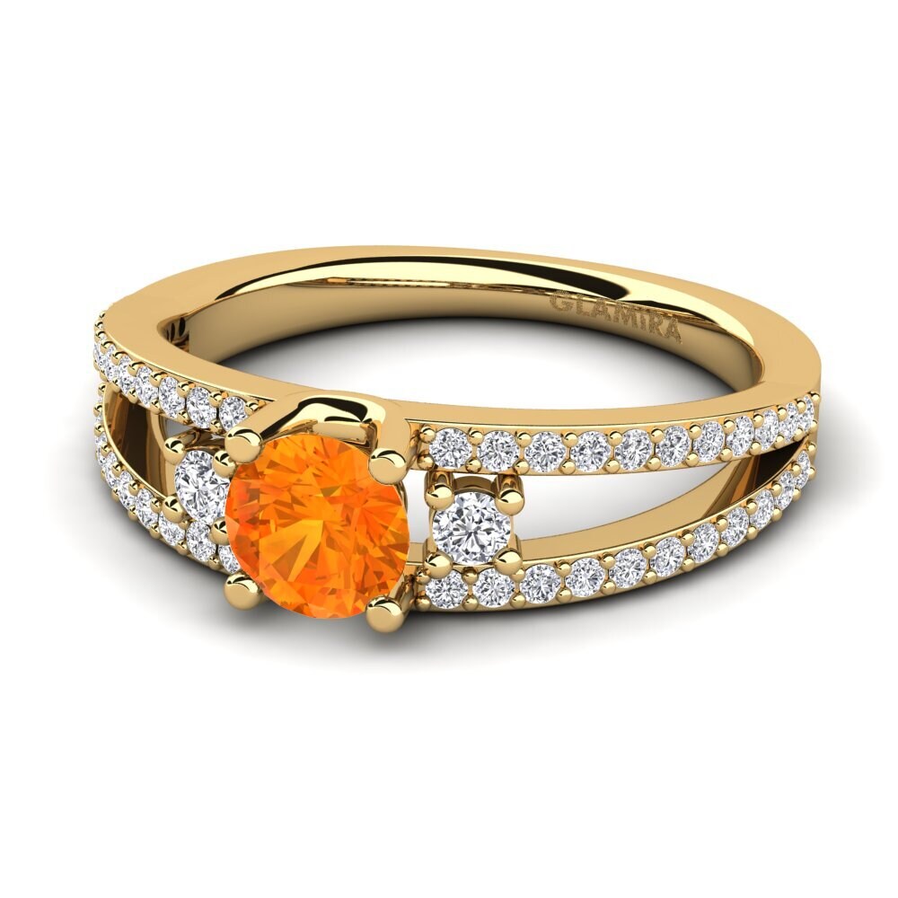 18k Oro Amarillo Zafiro Naranja Anillo de compromiso Egilina