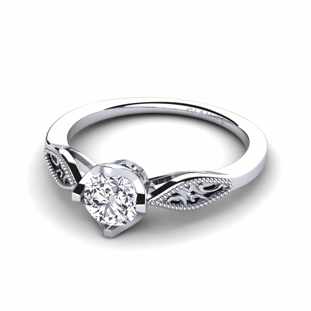 White Silver Engagement Ring Eglantine