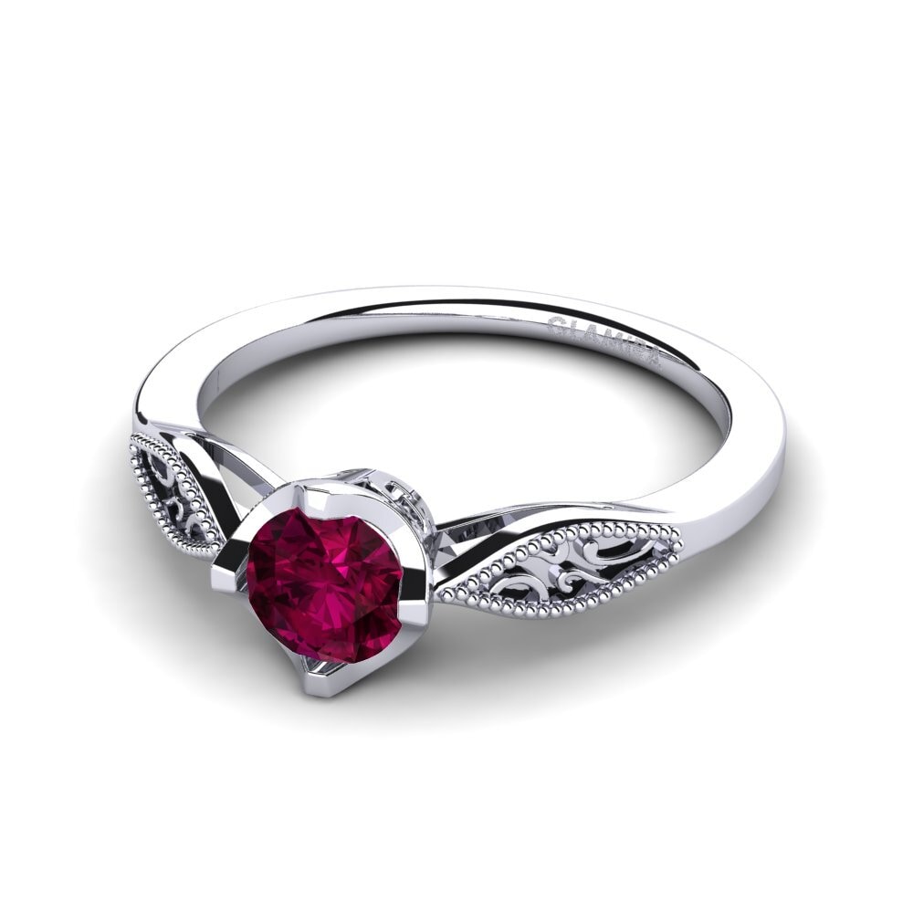 9ct White Gold Rhodolite Garnet Engagement Ring Eglantine