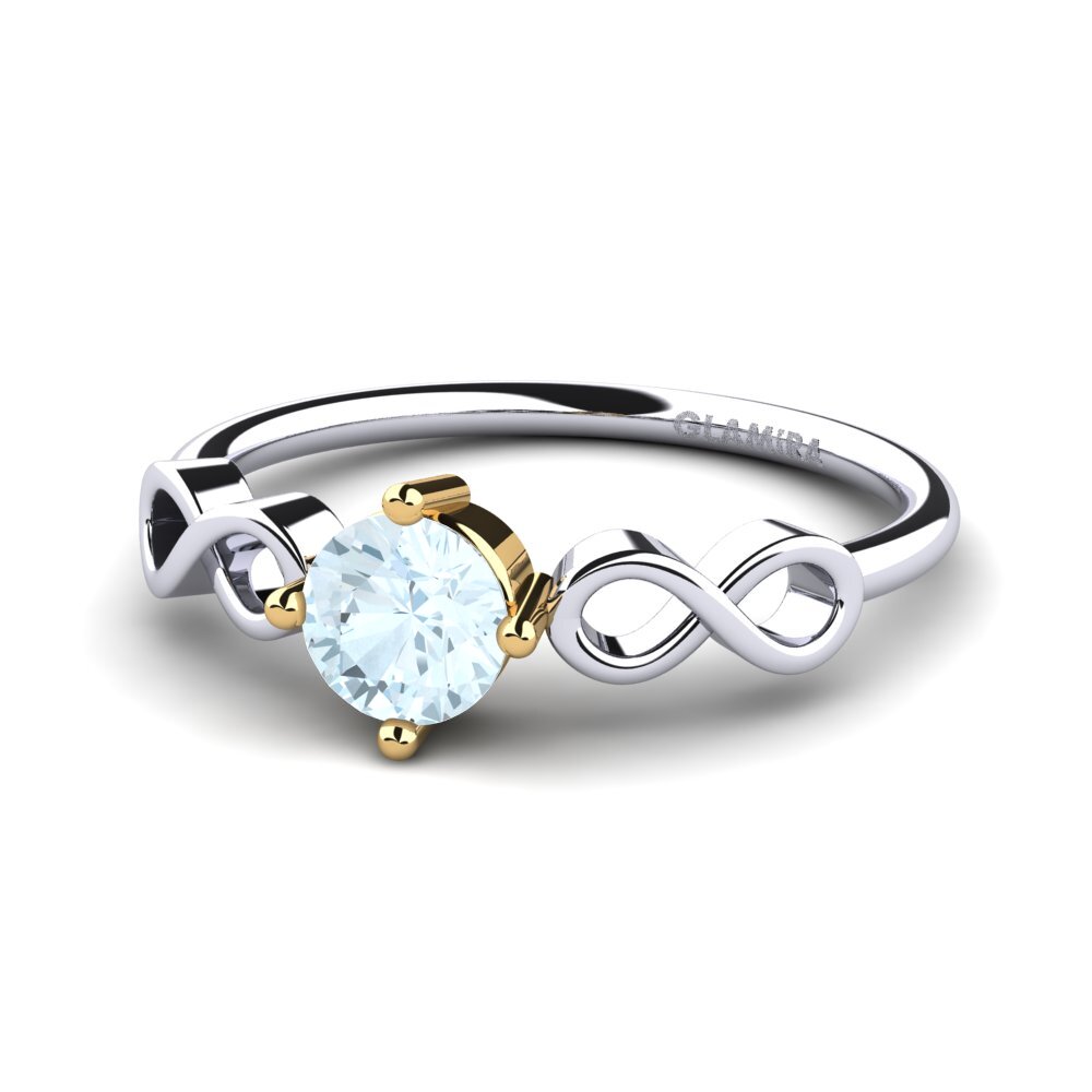 14ct White & Yellow Gold Aquamarine Women's Ring Ehtel
