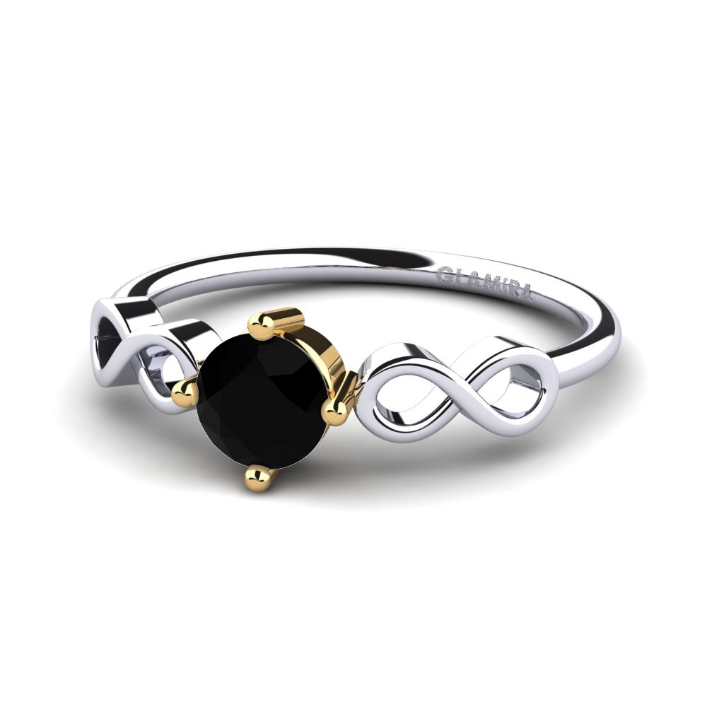 9ct White & Yellow Gold Black Onyx Women's Ring Ehtel