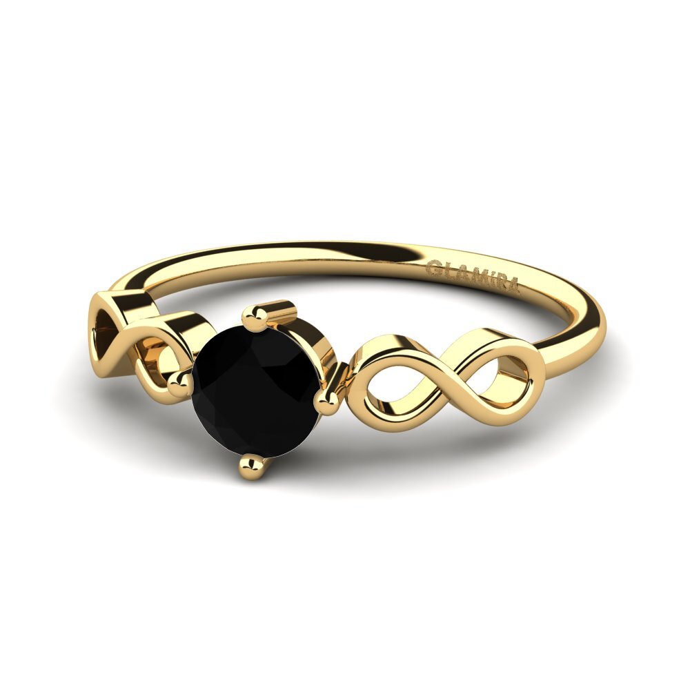 14ct Yellow Gold Black Onyx Women's Ring Ehtel